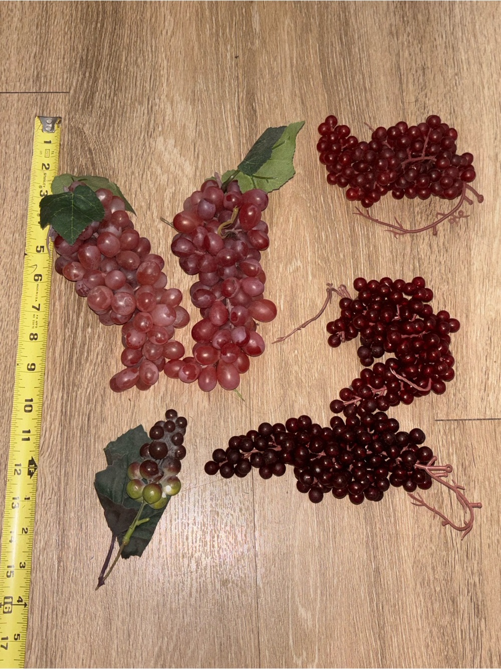 Lot of 5 Faux Grape Clusters, Vintage Artificial Fruit, Rubber & Plastic b67